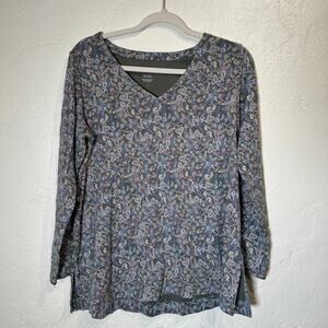 J.Jill Size Medium Simply Supima 100% Supima Cotton 3/4 sleeve print tee V-neck